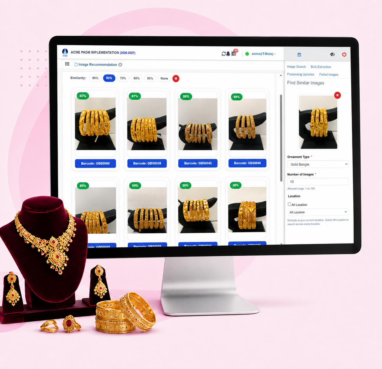 Acme Infinity Jewellery ERP software dashboard